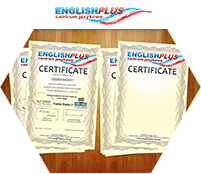 EnglishPLUS Certyfikat A4. Projekt graficzny VORENUS
