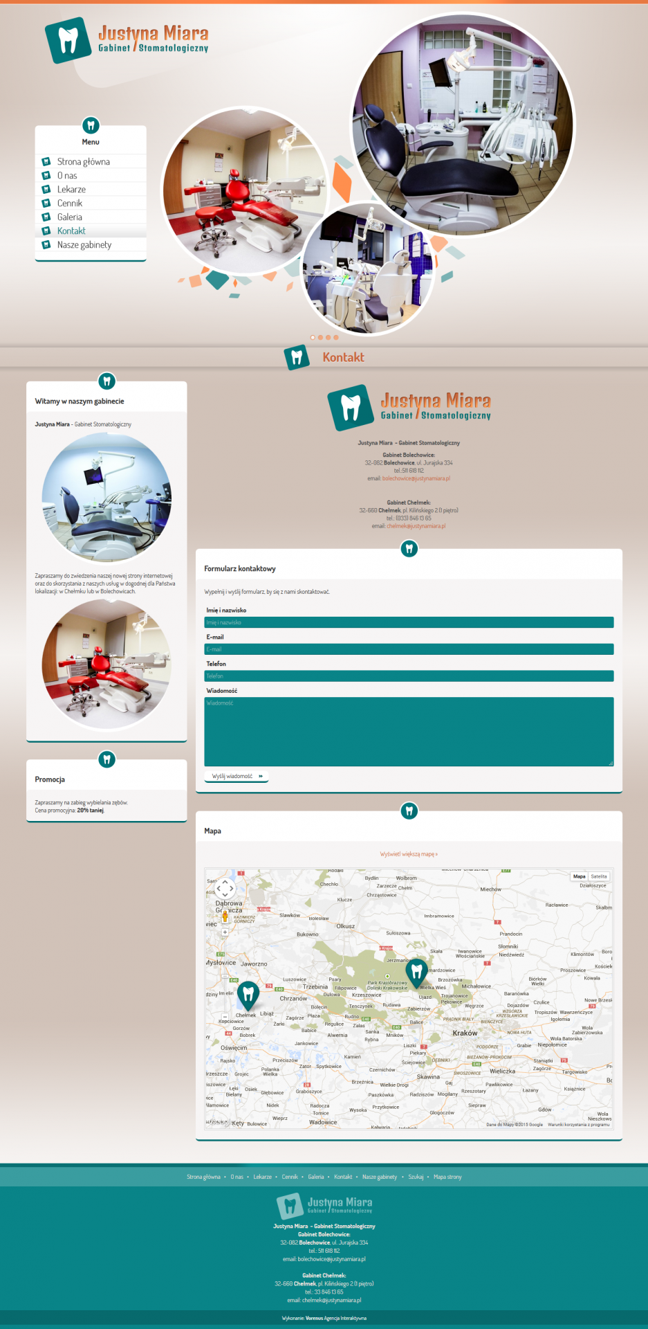 Justyna Miara - Dental Surgery. Website. Contact preview