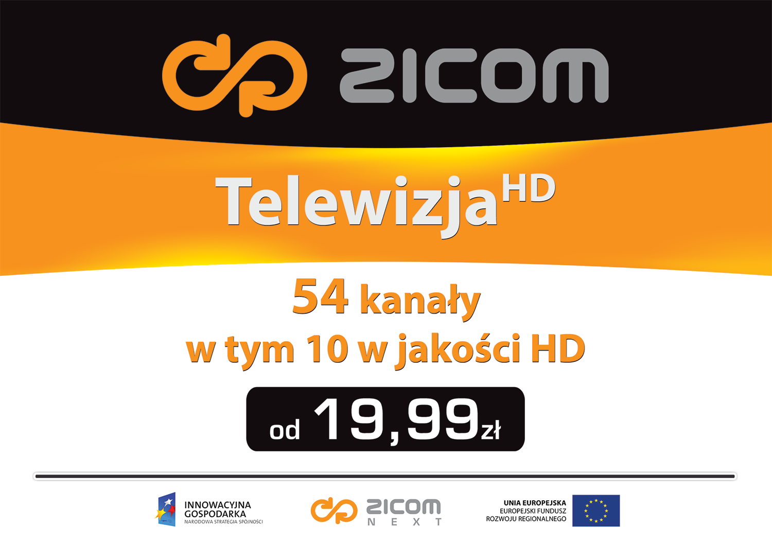 ZICOM - A5 flyer. TV. Front